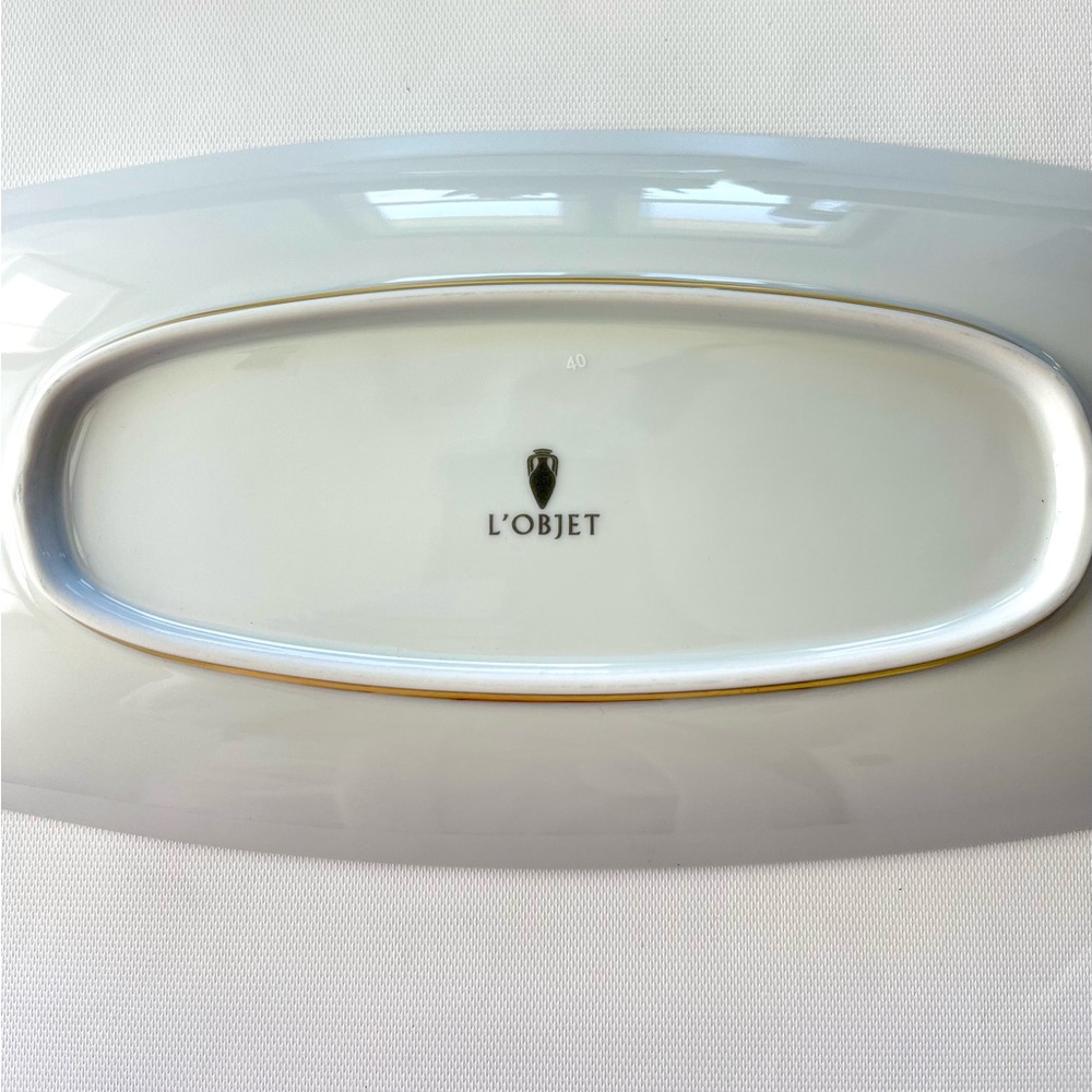 L'objet Leopard Medium Tray New in Box 11.75”x5.5” Porcelain and Gold - Picture 3 of 9